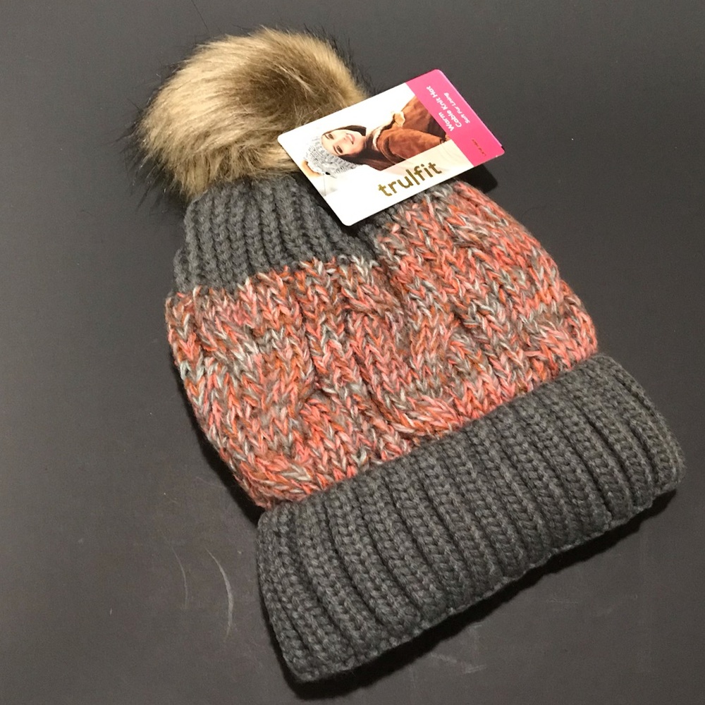 ✅🆕Grey & multi color fleece lined hat
